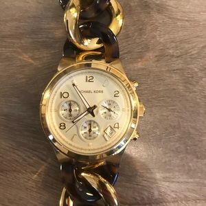 Michael Kors Tortoise and Gold Watch